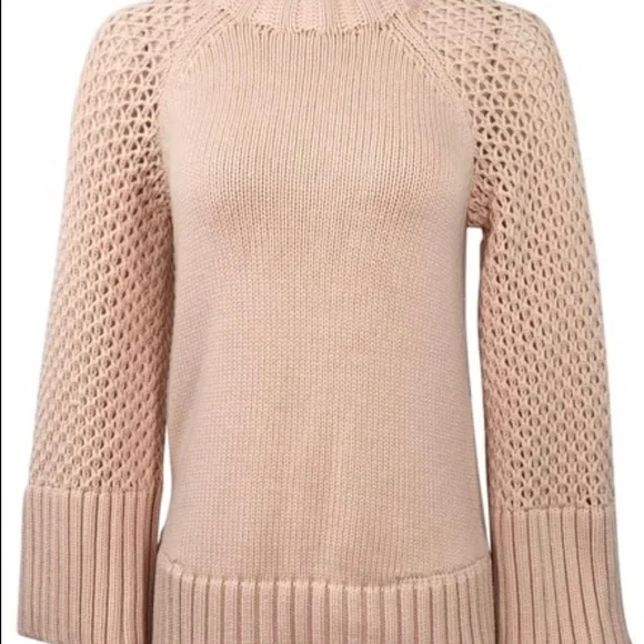 NWT Derek Lam Athleta L sweater Village Blush Pink Cashmere Crew Neck Chunky - Picture 3 of 12